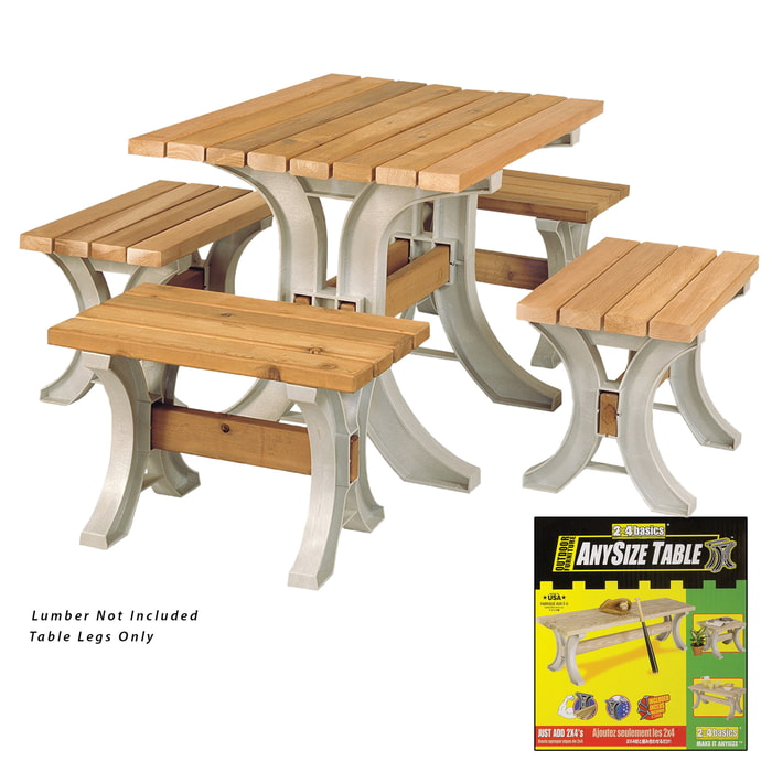 2 x 4 Basics Patio Table Kit - Includes All Hardware, Instructions; Just add Lumber - Screwdriver, Saw Only Tools Required - Only Straight Cuts - Customize Length up to 8' - 29" Tall x 30" Wide