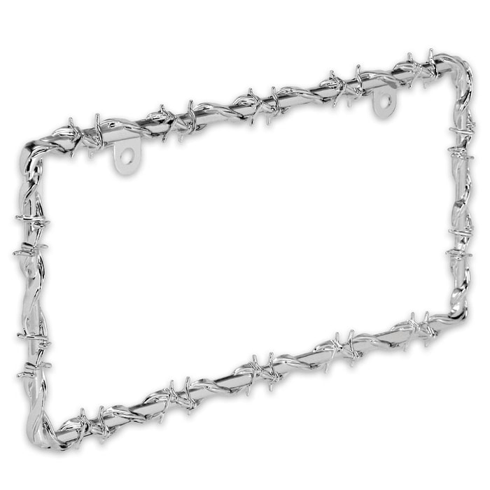 Chrome Barbed Wire License Plate Holder - Standard Size