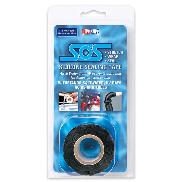 Black SOS Silicone Stretch And Wrap Tape - 1X10