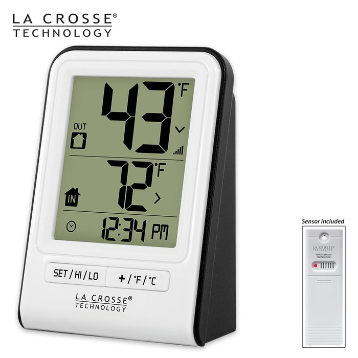 La Crosse Technology Wireless Indoor/Outdoor Thermometer - White