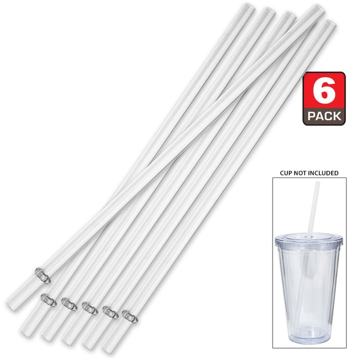 Reusable Clear Plastic Straws for 16-oz Tumblers - Set of 6