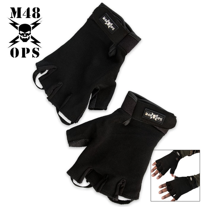M48 Half Finger Gloves Black