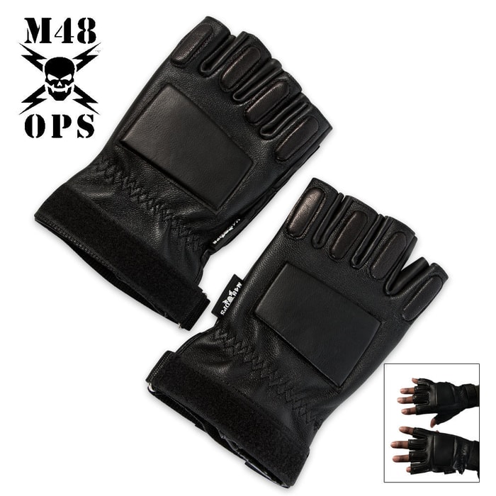 M48 Military Half Finger Gloves Black