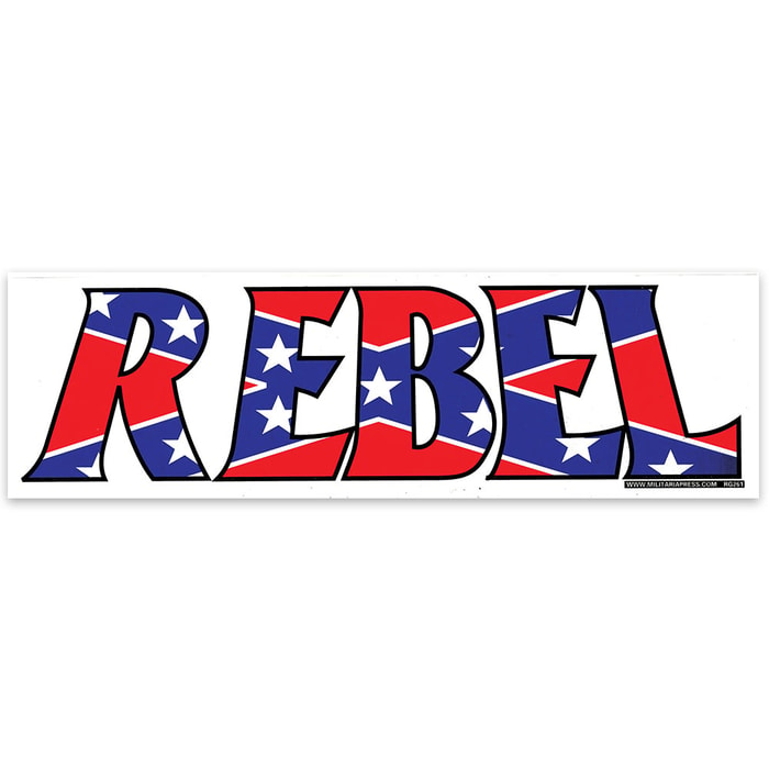 Rebel Word On Rebel Flag Bumper Sticker