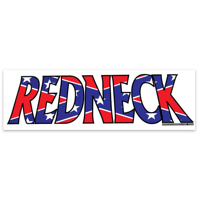 Redneck Word on Rebel Flag Bumper Sticker