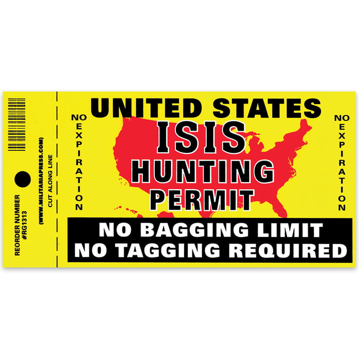 United States ISIS Hunting Permit Bumper Sticker