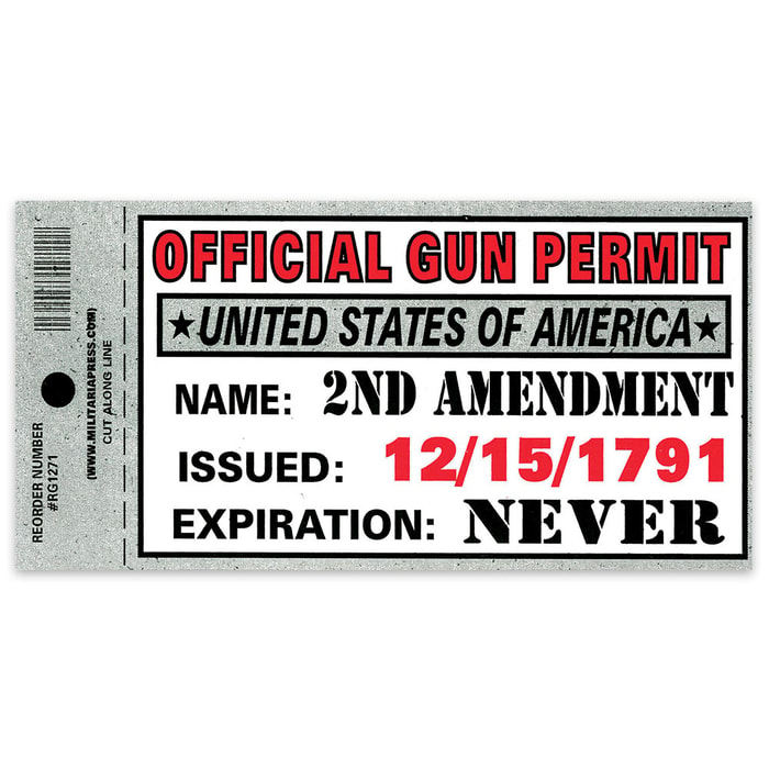 Official Gun Permit 3x10 Bumper Sticker
