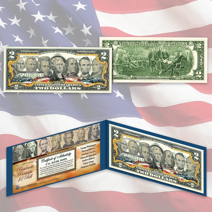 Merrick Mint US Banknote Portraits Colorized 2 Bill