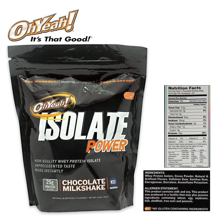 OhYeah! Protein Isolate Chocolate Milkshake 1 LB
