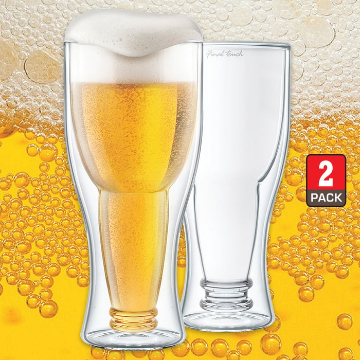 Bottoms Up Double-Wall Beer Glass - Set Of Two