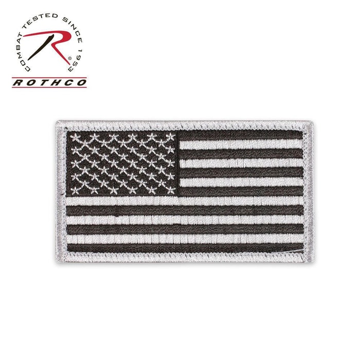 Flag Patch with Hook & Loop Silver/Black