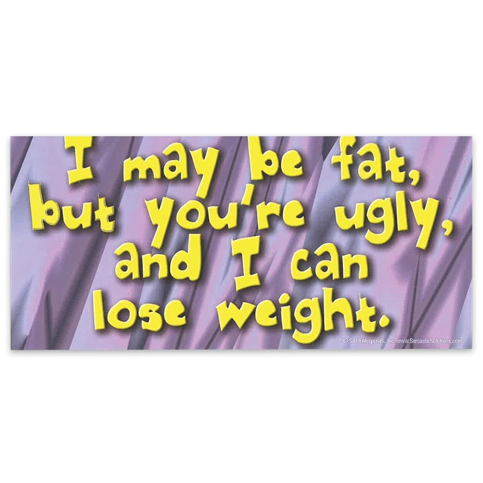 "I May Be Fat But You're Ugly" 4" x 8" Waterproof Car Magnet