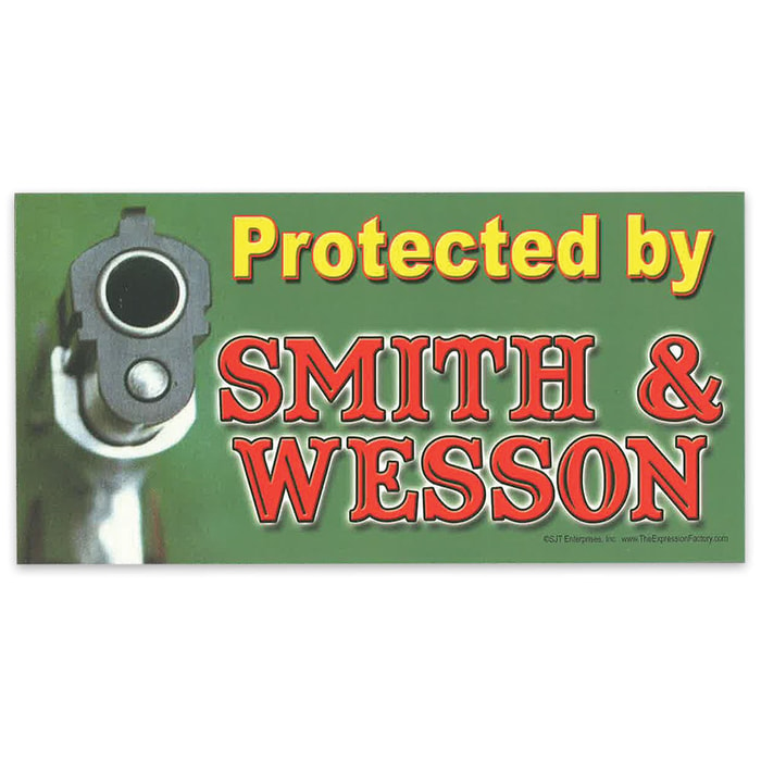"Protected by Smith & Wesson" 4" x 8" Waterproof Car Magnet