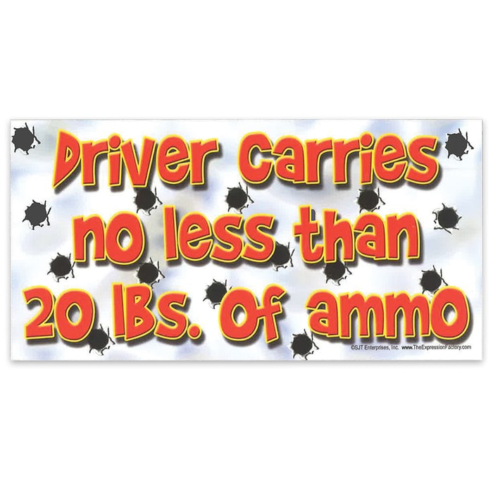"Driver Carries Ammo" 4" x 8" Waterproof Car Magnet