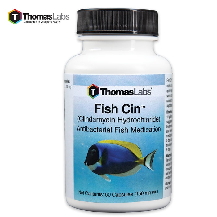 Fish Cin 150 mg Clindamycin Antibiotics - 60-Count Bottle