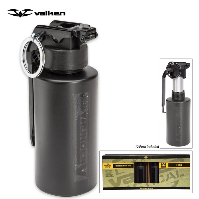 Valken Tactical Thunder 130-dB Sound Grenades - 12-Pack Cylinder B Shells w/ Core 