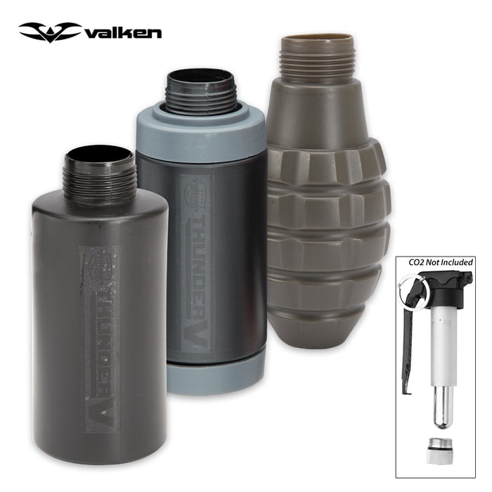 Valken Tactical Thunder V Sound Grenades - Burst Shell Variety 3-Pack with Core