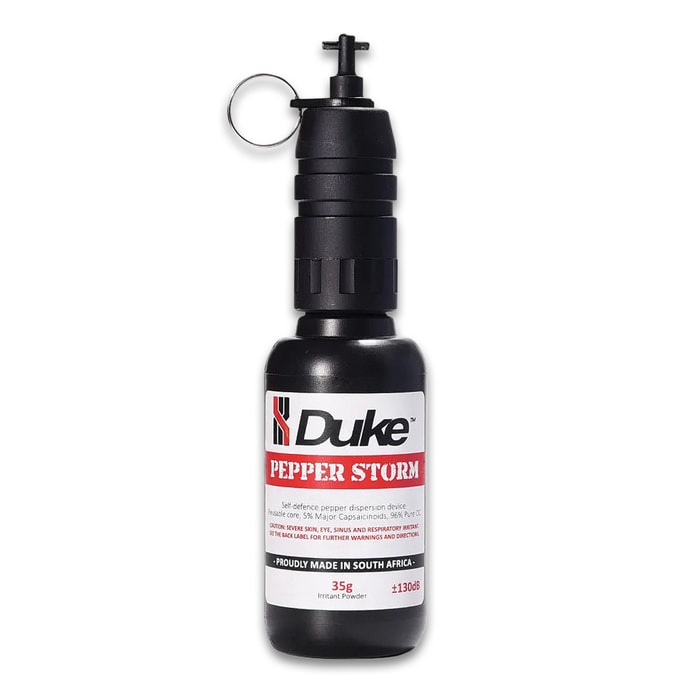 The Duke Pepper Storm Tripwire pre-filled bottle with firing head