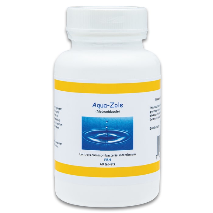 Aquazole Pills shown in their container