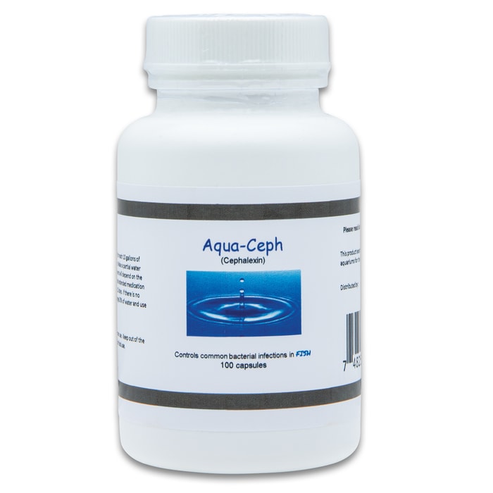 The Aqua Cephalexin pills shown in their container