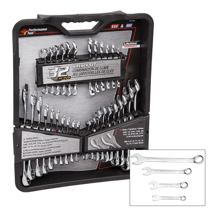 32-Piece SAE And Metric Wrench Set