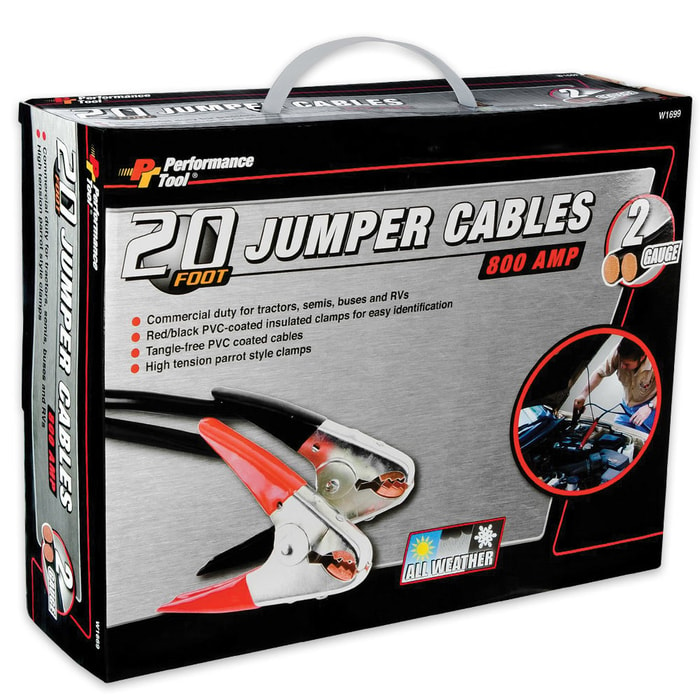 Battery Jumper Cables - 20' Two-Gauge