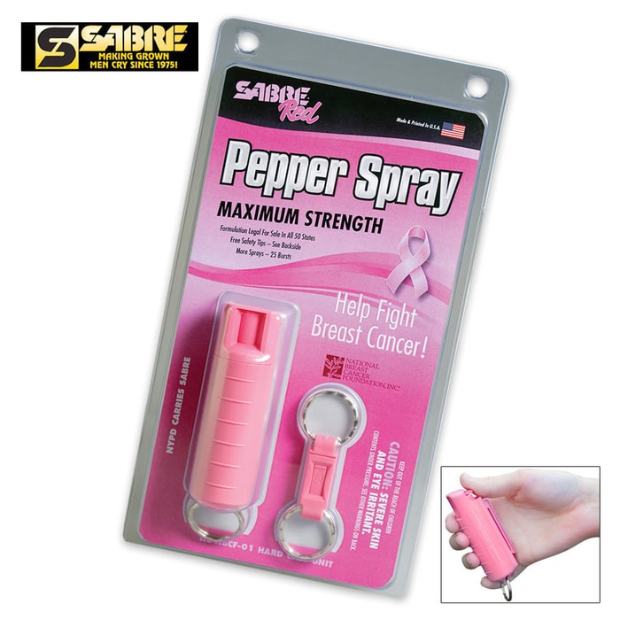 Sabre Key Chain Pepper Spray Breast Cancer Edition