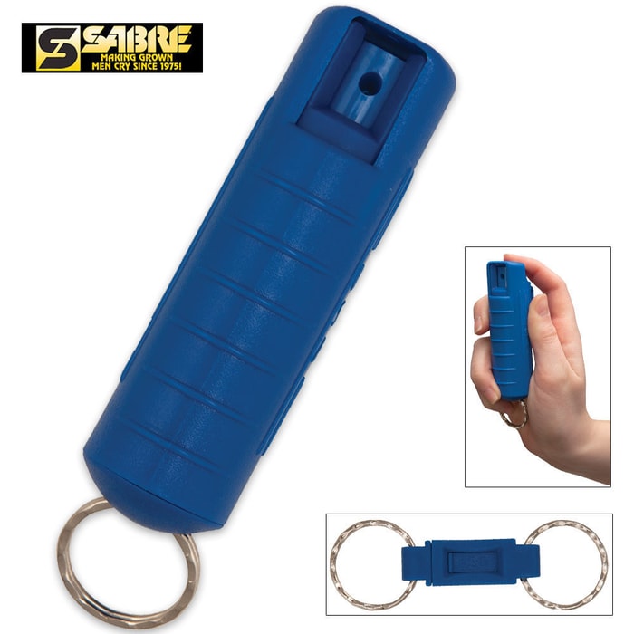 Sabre Compact Maximum Strength Pepper Spray with Blue Key Case