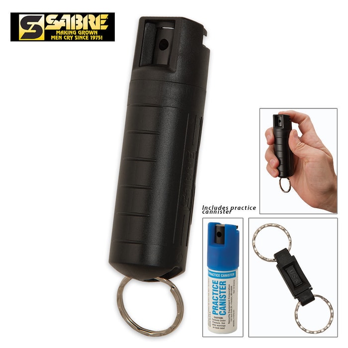Sabre 3-in-1 Pepper Spray 1/2 oz. Aerosol With Insert Practice Canister Black Case