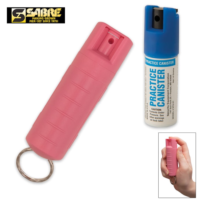 Sabre 3-in-1 Pepper Spray 1/2 oz. Aerosol With Insert Practive Canister Pink Case