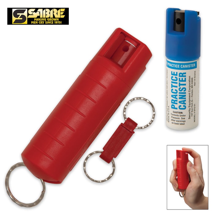 Sabre 3-in-1 Pepper Spray 1/2 oz. Aerosol With Insert Practice Canister Red Case