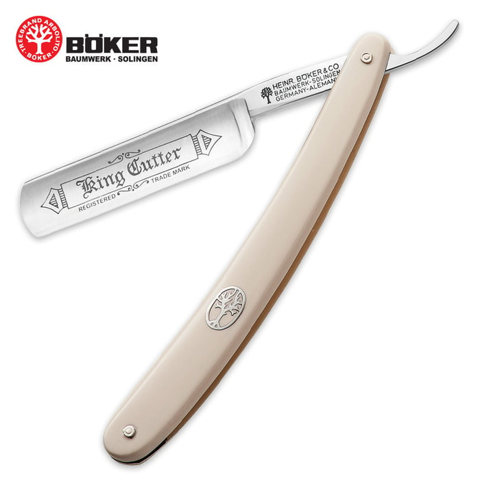 Boker King Cutter White Straight Razor Knife