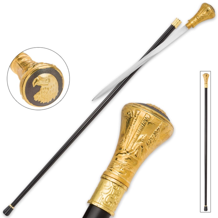 Majestic Golden Eagle Sword Cane