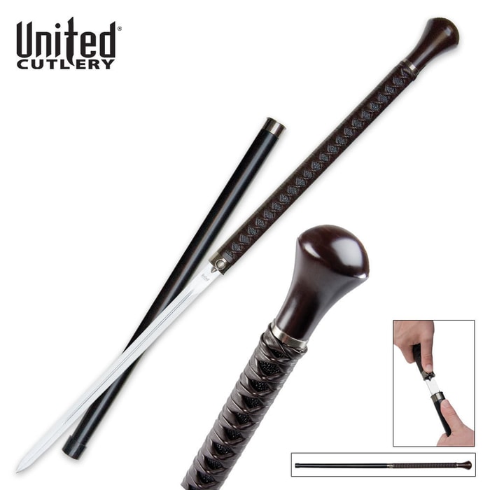 United Cutlery Ikazuchi Forged Ball Tip Sword Cane 1045 Carbon