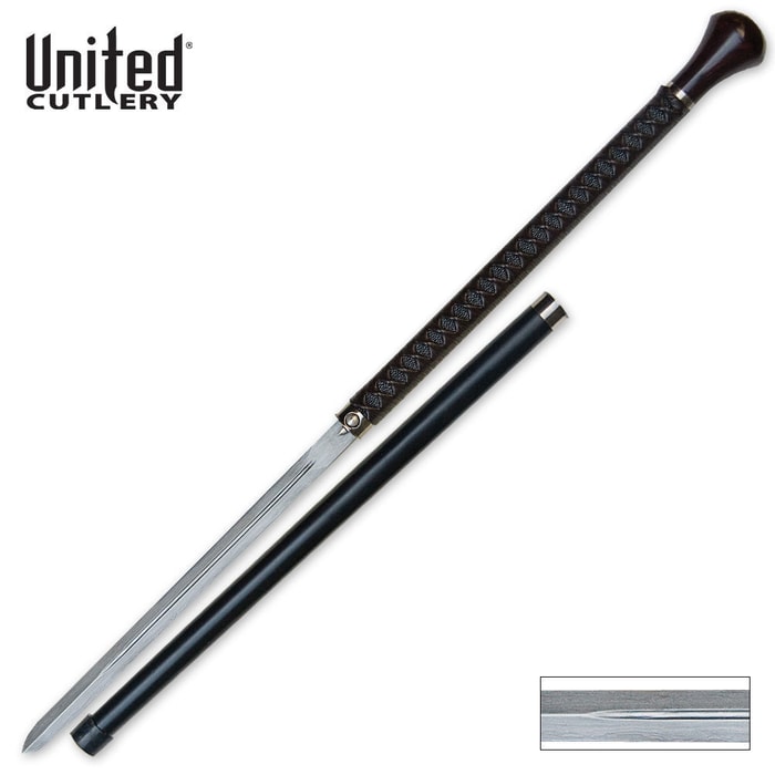 United Cutlery Ikazuchi Forged Ball Tip Sword Cane Damascus