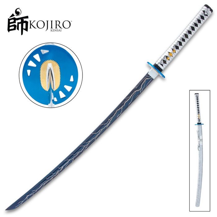 Blue Katana  Handmade Japanese Katana Sword With Blue Lightning