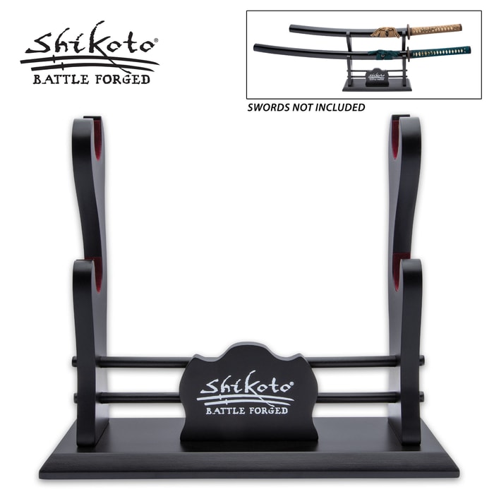 Showcase your Shikoto swords or any katana, in style, with the Double Sword Display Stand from Shikoto