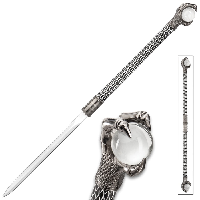 Raven Klaw Twin Hidden Sword Set - 3Cr13 Stainless Steel Blade, Aluminum Handles, Crystal Balls - Length 30 1/4”
