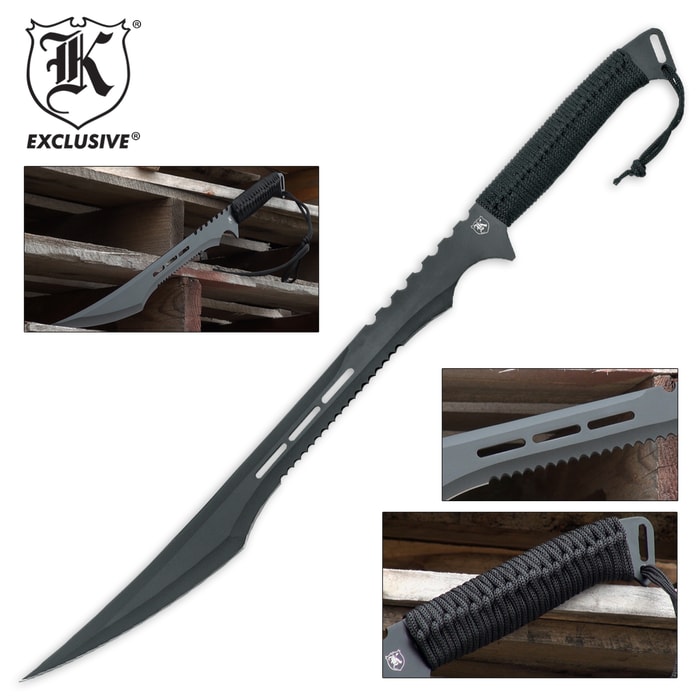 27 Ninja Sword Tactical Fixed BLADE Machete w/ 2 Throwing Knife + Sheath  Set