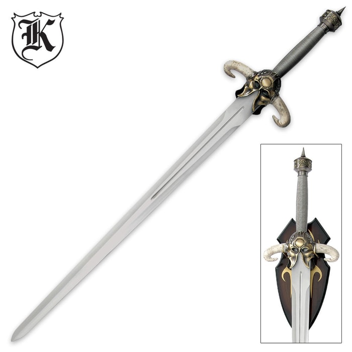 Historic Collectible Barbarian Warrior Sword With Display Plaque
