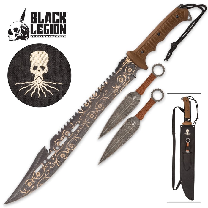 Black Legion Explorer Machete And Throwing Knives