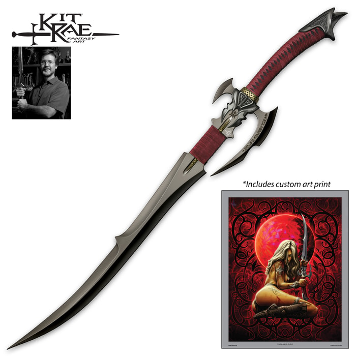 Kit Rae's Avoloch Sword Of Enetha Dark Edition comes with a certificate of authenticity and a custom art print