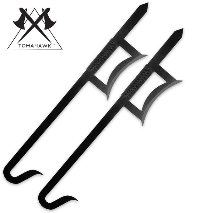 2-piece Chinese Hook Sword Set Black