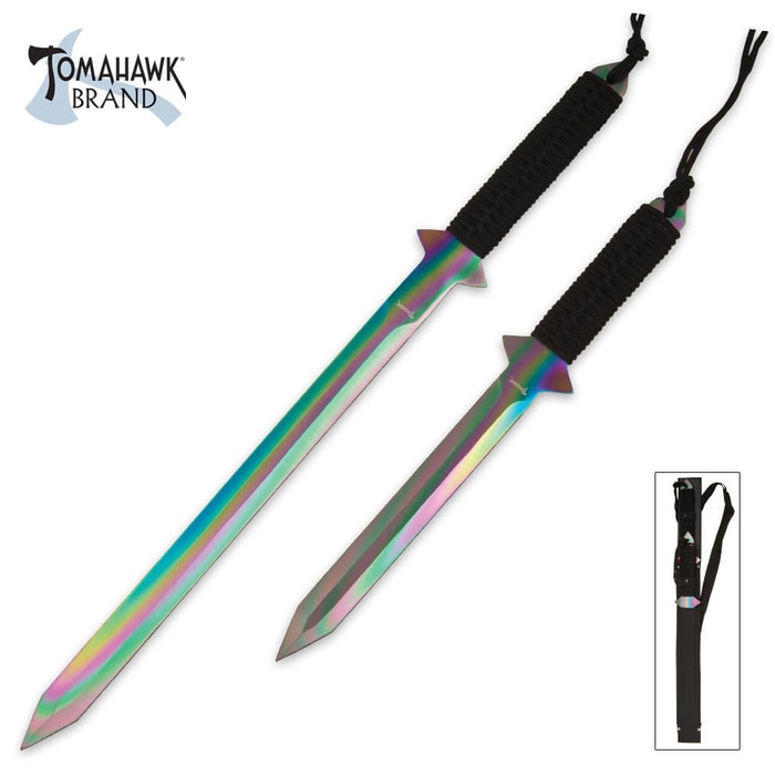 Full Tang Ti-Coated Rainbow Sword Set & Sheath