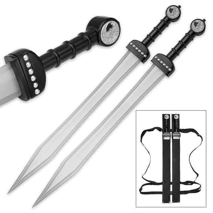 Ultimate Gladiator Twin Silver Dragon Sword Set