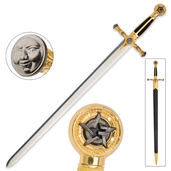 Medieval / Masonic Sword of Destiny with Scabbard - Black