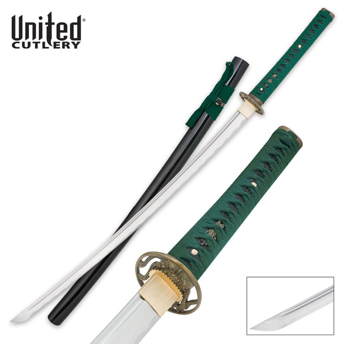 United Black Flying Dragon Green Katana Sword