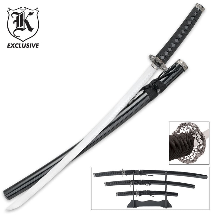 3-Piece Classic Black Samurai Sword Set
