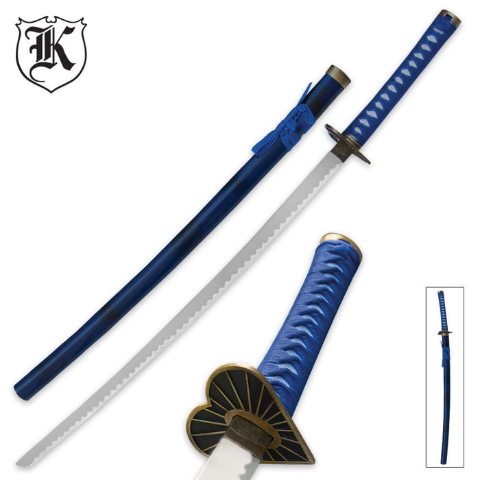 Black and Blue Heart Samurai Ninja Katana Sword