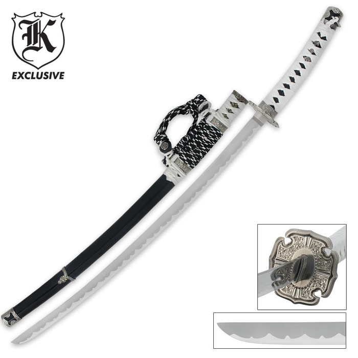 Imperial Warrior Black & White Katana Samurai Sword